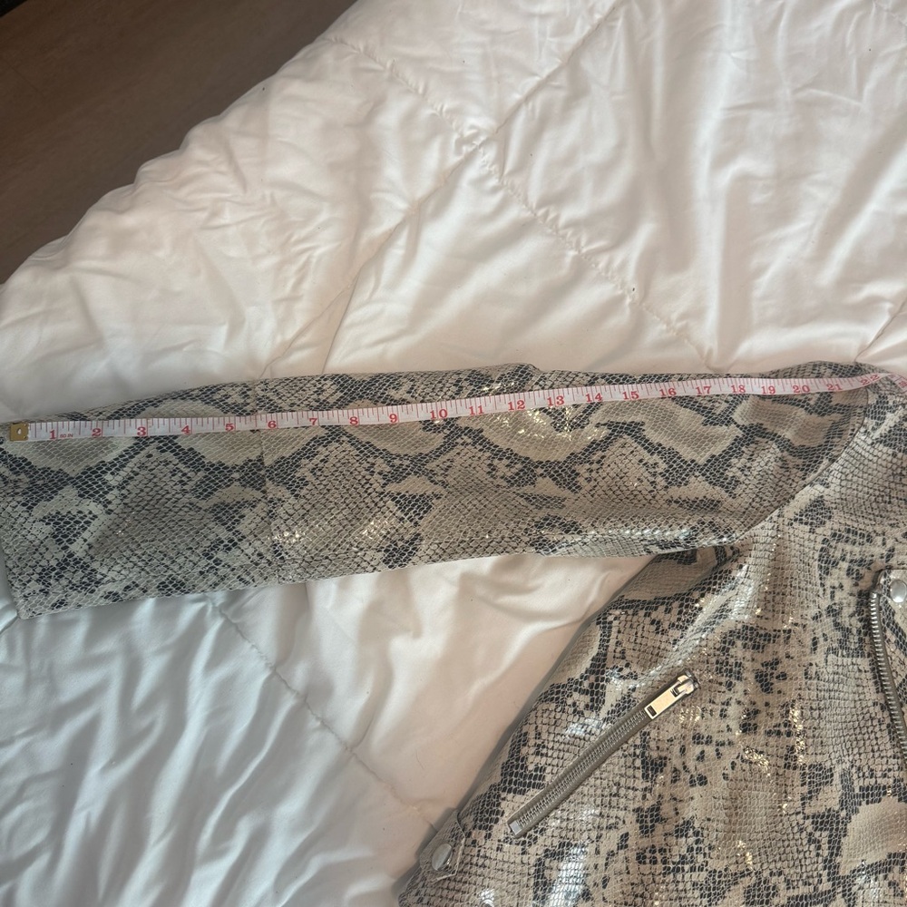 INTERMIX Moto Leather Python Print Crop Jacket - … - image 10